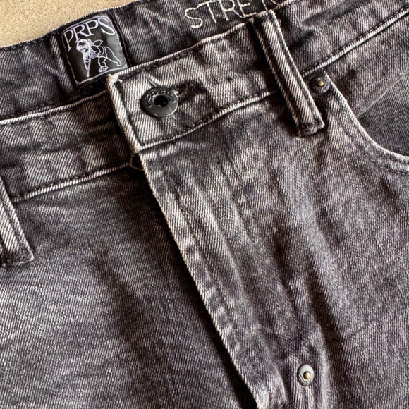 PRPS Jeans Mens 34x34 Black Windsor Tapered Skinny Fit Distressed Stretch Denim - Picture 4 of 7